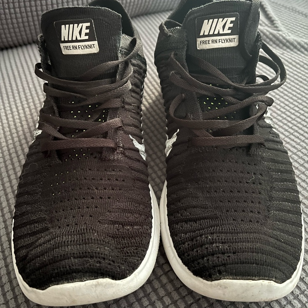 Nike Free RN Flyknit Black/White Mens Athletic Shoes Sz 13
